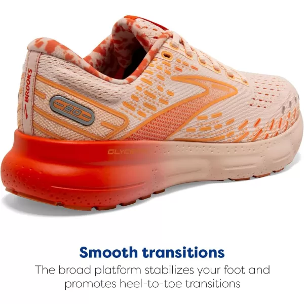 Brooks Womens Glycerin 20 Neutral Running ShoePeachTangerineOrange