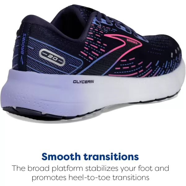 Brooks Womens Glycerin 20 Neutral Running ShoePeacoatBluePink