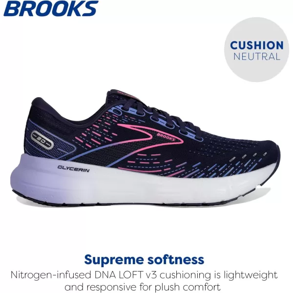 Brooks Womens Glycerin 20 Neutral Running ShoePeacoatBluePink