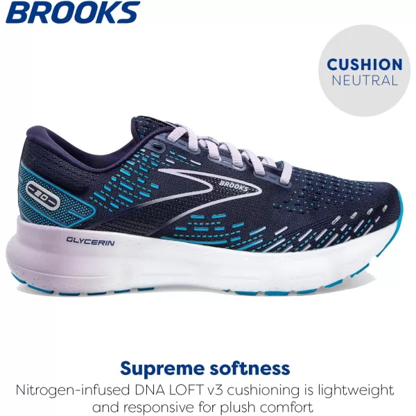 Brooks Womens Glycerin 20 Neutral Running ShoePeacoatOceanPastel Lilac