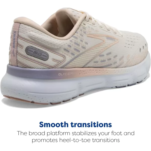 Brooks Womens Glycerin 20 Neutral Running ShoeSnow WhiteBlushCosmic Sky