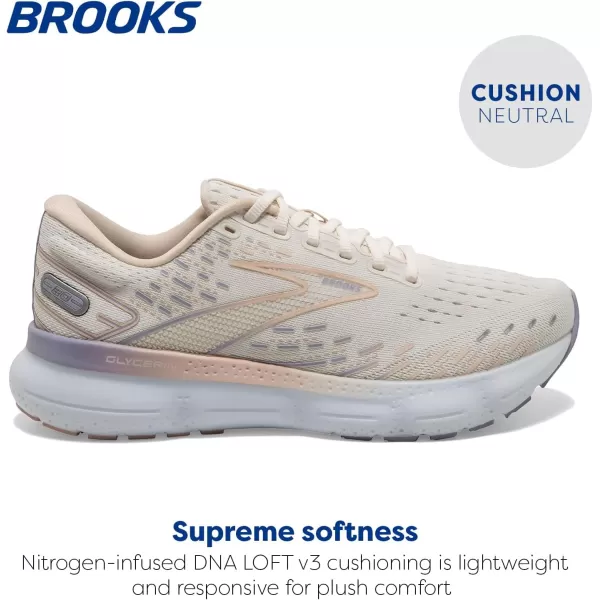 Brooks Womens Glycerin 20 Neutral Running ShoeSnow WhiteBlushCosmic Sky
