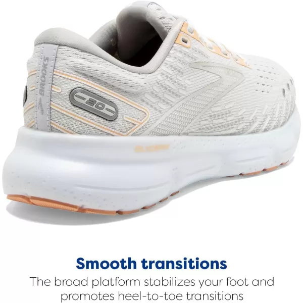 Brooks Womens Glycerin 20 Neutral Running ShoeWhiteGreyPeach