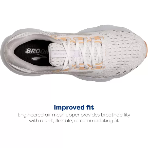 Brooks Womens Glycerin 20 Neutral Running ShoeWhiteGreyPeach