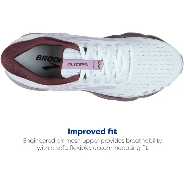 Brooks Womens Glycerin 20 Neutral Running ShoeWhiteOrchidLavender