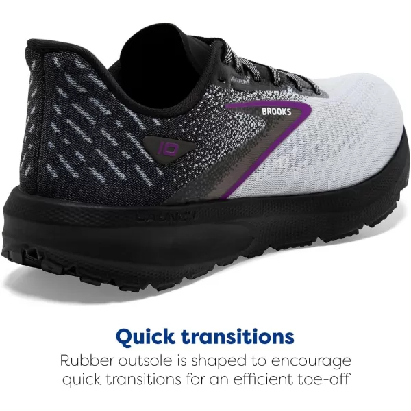Brooks Womens Launch 10 Neutral Running ShoeBlackWhiteViolet
