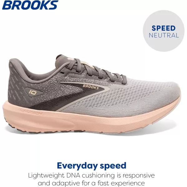 Brooks Womens Launch 10 Neutral Running ShoeGreyCrystal GreyPale Peach
