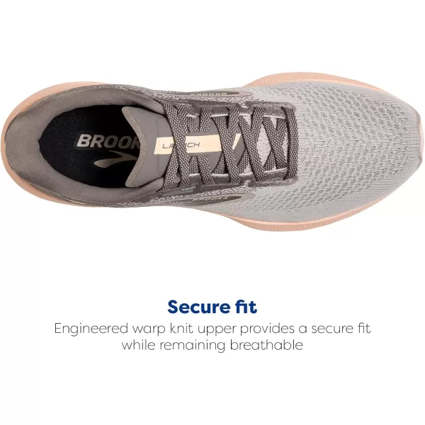 Brooks Womens Launch 10 Neutral Running ShoeGreyCrystal GreyPale Peach