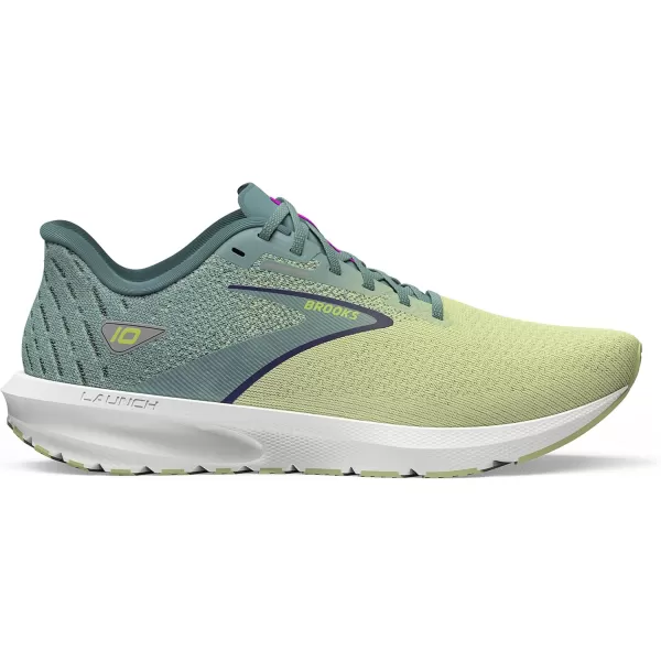 Brooks Womens Launch 10 Neutral Running ShoeLimeMineral BlueWisteria