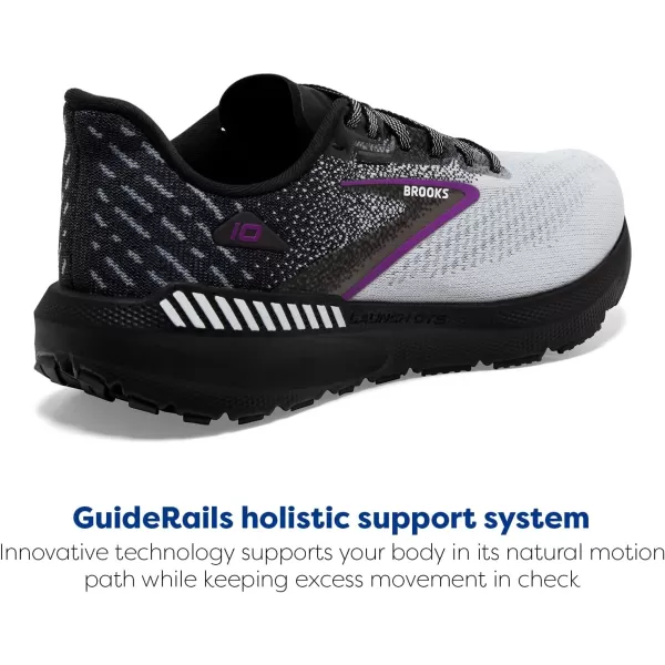 Brooks Womens Launch GTS 10 Supportive Running ShoeBlackWhiteViolet