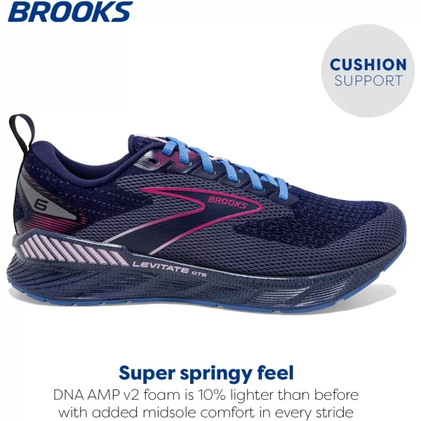Brooks Womens Levitate GTS 6 Supportive Running ShoePeacoatPink LadyLilac Rose