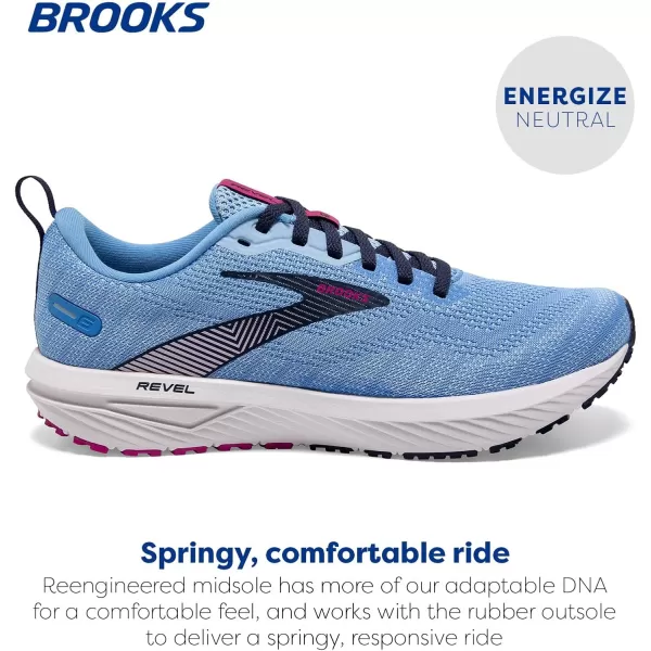 Brooks Womens Revel 6 Neutral Running ShoeMarinaLilac RosePink Lady
