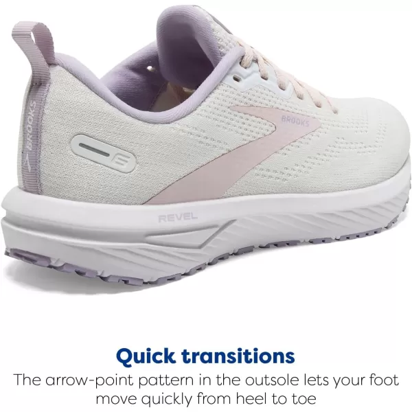 Brooks Womens Revel 6 Neutral Running ShoeMarshmallowPinkPurple
