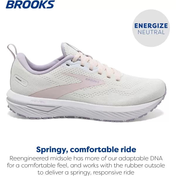 Brooks Womens Revel 6 Neutral Running ShoeMarshmallowPinkPurple