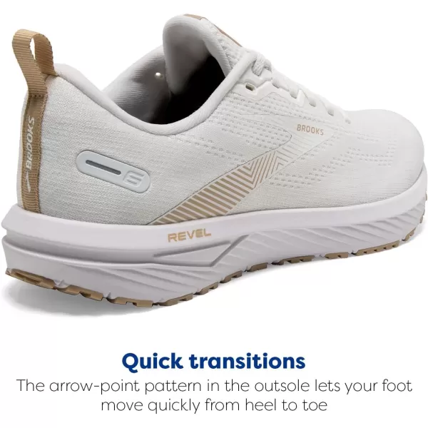 Brooks Womens Revel 6 Neutral Running ShoeWhiteKhaki
