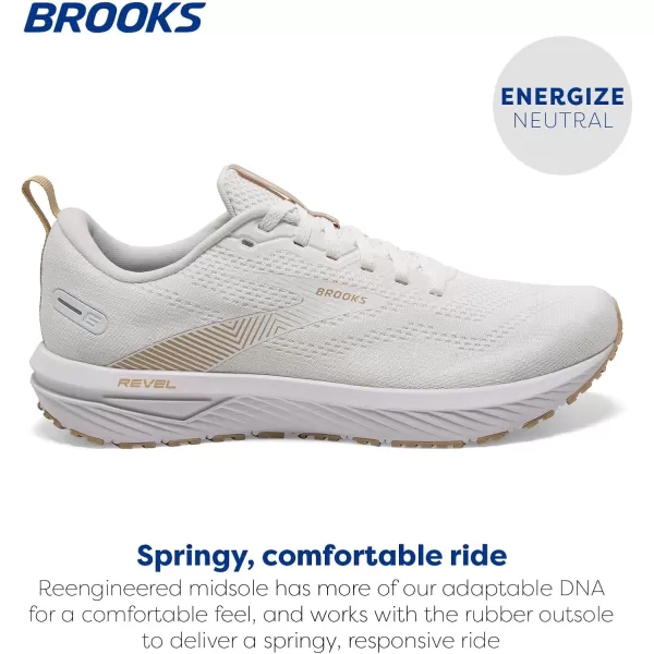 Brooks Womens Revel 6 Neutral Running ShoeWhiteKhaki