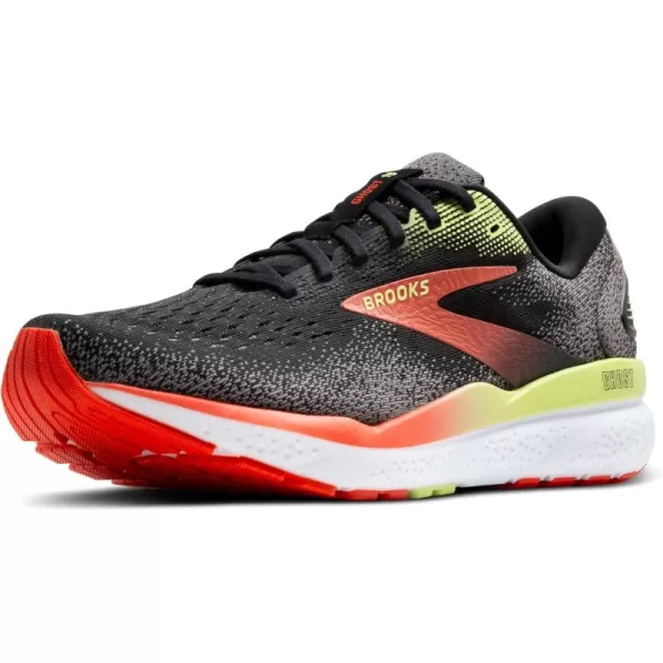 Brooks Mens Ghost 16 Neutral Running ShoeBlackMandarin RedGreen