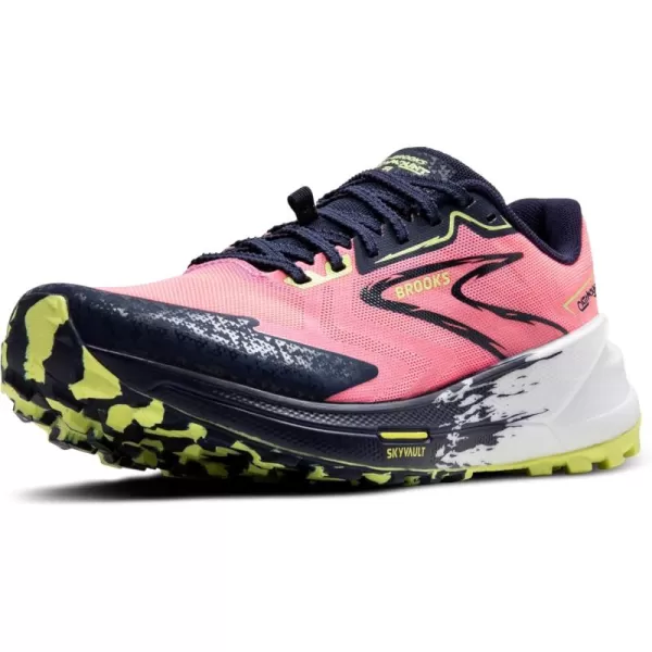 Brooks Womens Catamount 3 Trail Running ShoePinkPeacoatSunny Lime