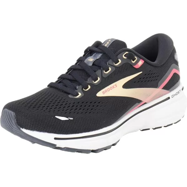 Brooks Womens Ghost 15 Neutral Running ShoeBlack Orange Raspberry