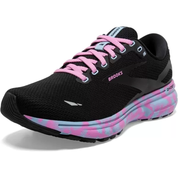 Brooks Womens Ghost 15 Neutral Running ShoeBlackChambray BlueCyclamen