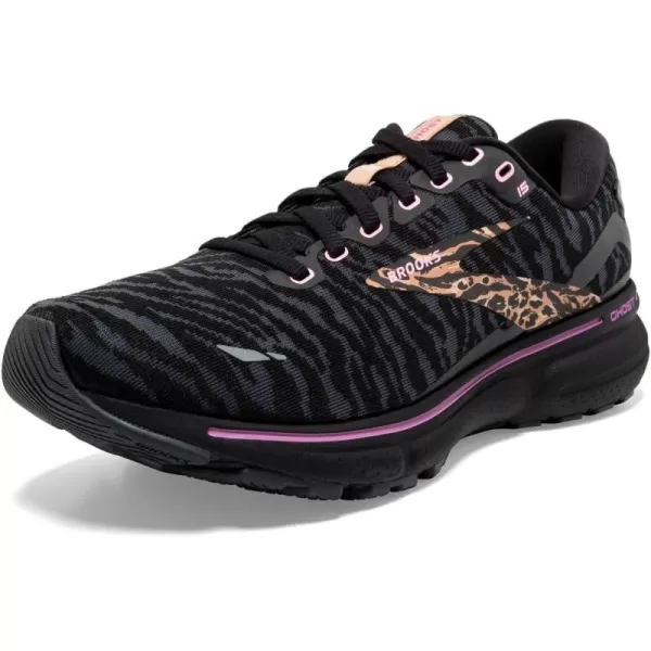 Brooks Womens Ghost 15 Neutral Running ShoeBlackSpring CrocusSunburn