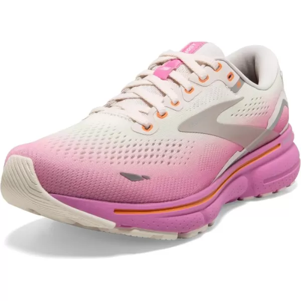 Brooks Womens Ghost 15 Neutral Running ShoeGreyCoconutFuchsia
