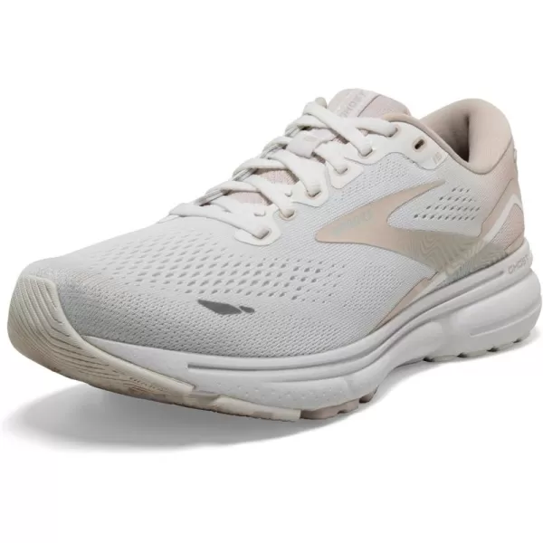 Brooks Womens Ghost 15 Neutral Running ShoeWhiteCrystal GreyGlass