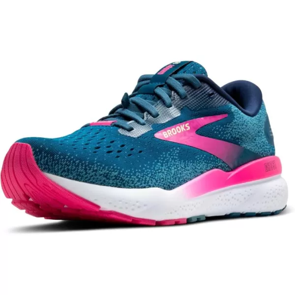 Brooks Womens Ghost 16 GTX Waterproof Neutral Running ShoeMoroccan BluePinkYellow