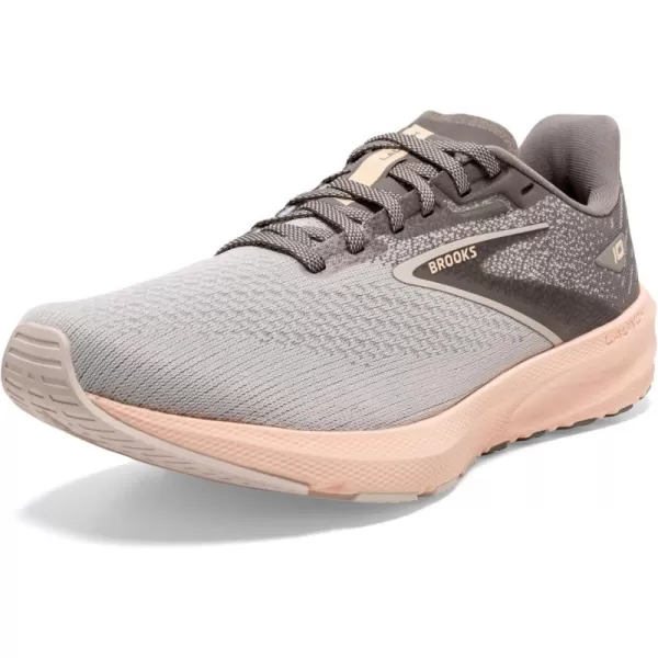 Brooks Womens Launch 10 Neutral Running ShoeGreyCrystal GreyPale Peach