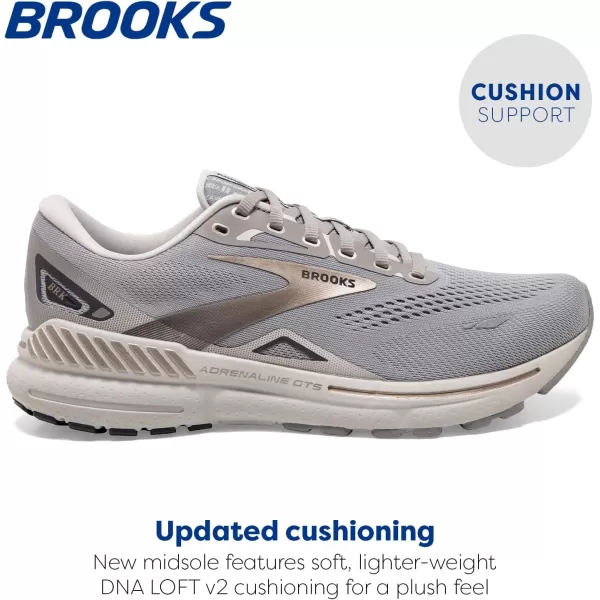 Brooks Mens Adrenaline GTS 23 Supportive Running ShoeGrayBlackened PearlChampagne
