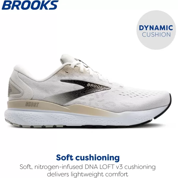 Brooks Mens Ghost 16 Neutral Running ShoeWhiteCreamPink