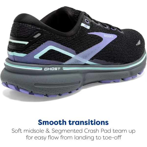 Brooks Womens Ghost 15 Neutral Running ShoeBlackJacarandaSalt