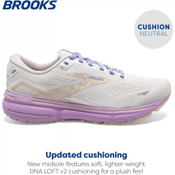 Brooks Womens Ghost 15 Neutral Running ShoeWhiteParchmentLavendula