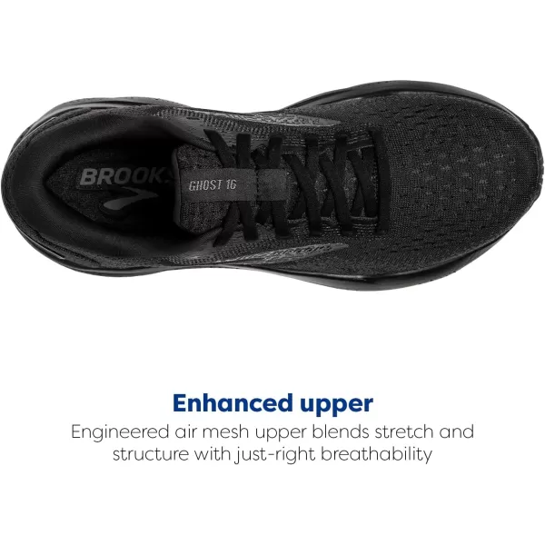 Brooks Womens Ghost 16 Neutral Running ShoeBlackBlackEbony