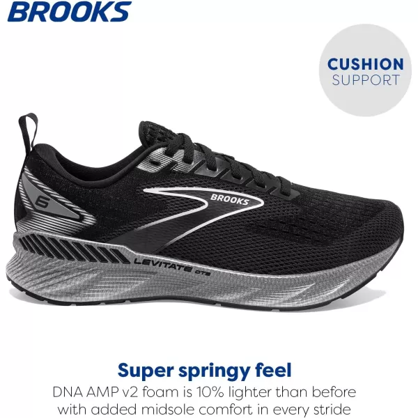 Brooks Womens Levitate GTS 6 Supportive Running ShoeBlackBlackened PearlWhite