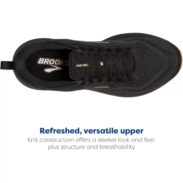 Brooks Womens Revel 6 Neutral Running ShoeBlackCreamBiscuit