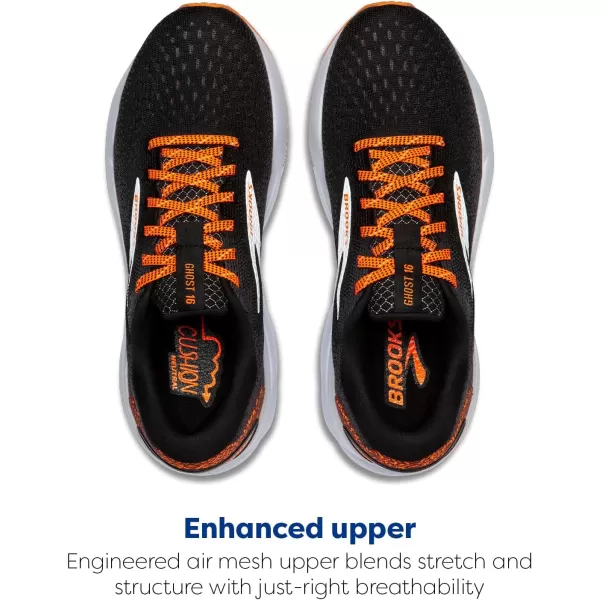 Brooks Womens Ghost 16 Running ShoeBlackOrangeWhite