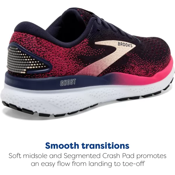 Brooks Womens Ghost 16 Running ShoePeacoatRaspberryApricot