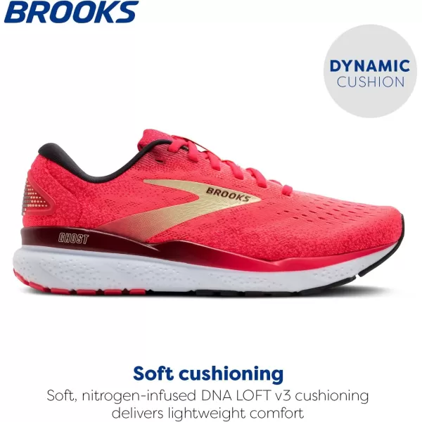 Brooks Womens Ghost 16 Running ShoePinkSundried TomatoCream