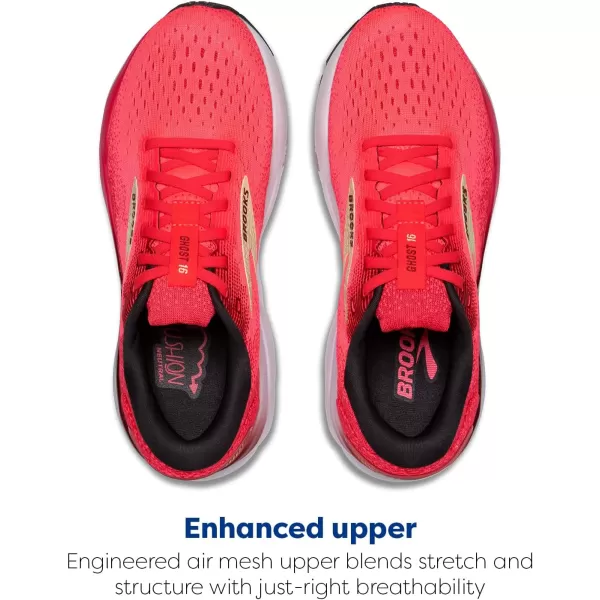 Brooks Womens Ghost 16 Running ShoePinkSundried TomatoCream