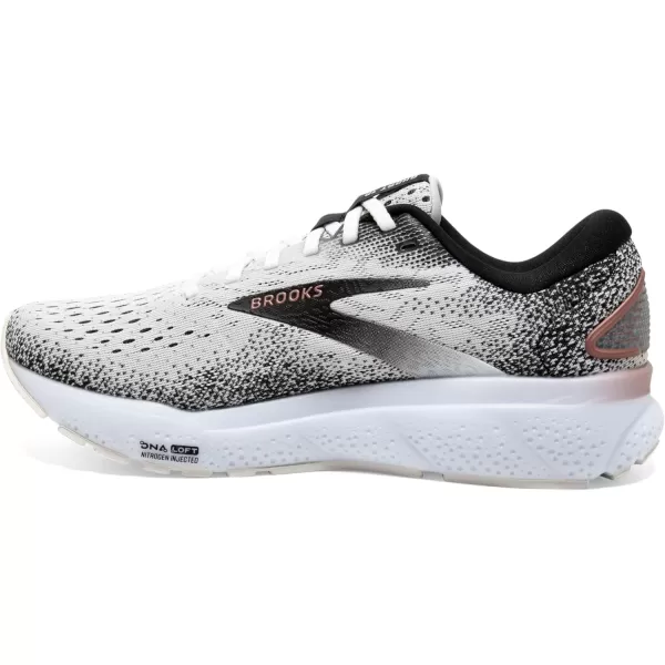 Brooks Womens Ghost 16 Running ShoeWhiteBlackRose Gold