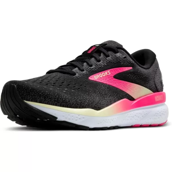 Brooks Womens Ghost 16 Running ShoeBlackPinkYellow