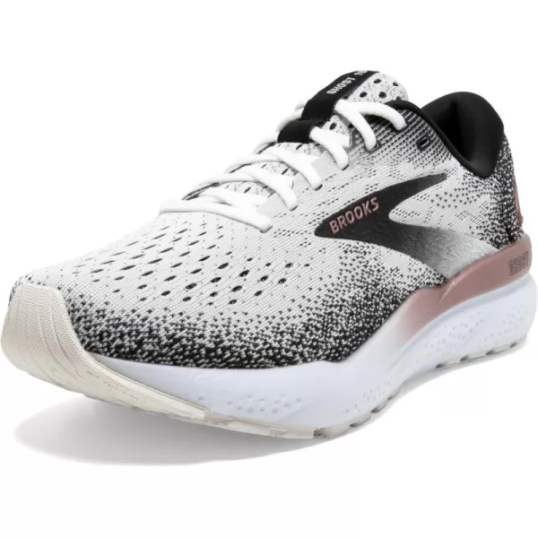 Brooks Womens Ghost 16 Running ShoeWhiteBlackRose Gold