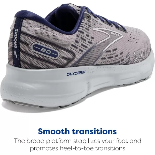imageBrooks Mens Glycerin 20 Running ShoeAlloyGreyBlue Depths