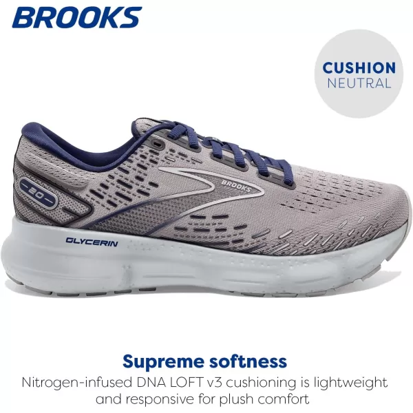 imageBrooks Mens Glycerin 20 Running ShoeAlloyGreyBlue Depths