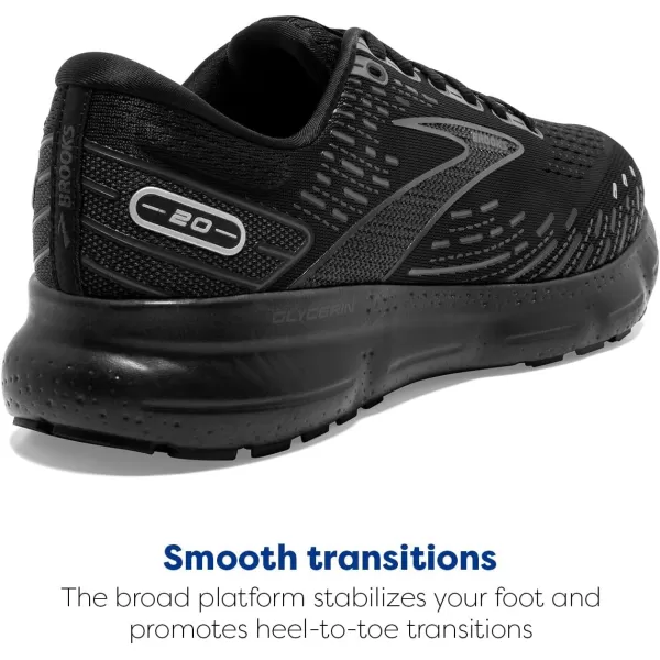 imageBrooks Mens Glycerin 20 Running ShoeBlackBlackEbony