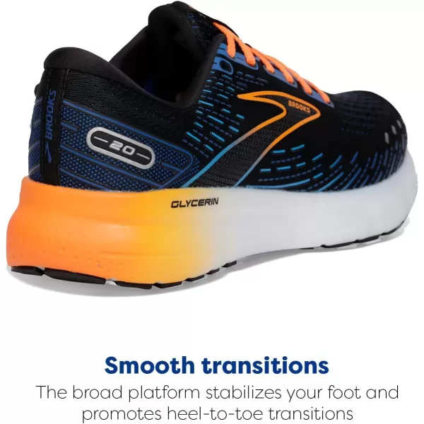 imageBrooks Mens Glycerin 20 Running ShoeBlackClassic BlueOrange