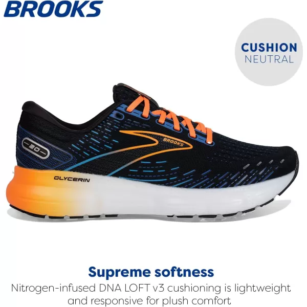 imageBrooks Mens Glycerin 20 Running ShoeBlackClassic BlueOrange