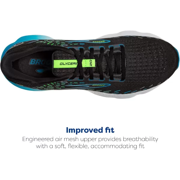 imageBrooks Mens Glycerin 20 Running ShoeBlackHawaiian OceanGreen