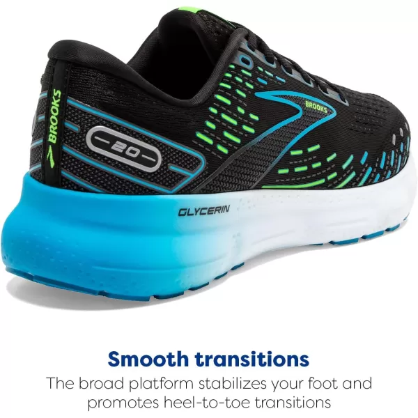 imageBrooks Mens Glycerin 20 Running ShoeBlackHawaiian OceanGreen